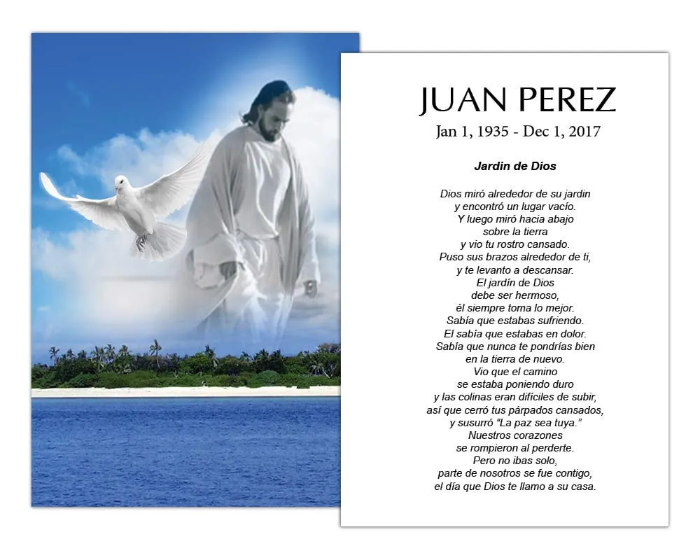 Amazon.com: Tarjetas Funerales De Recordatorio (50 Tarjetas) FPC1227ES Bajo  la vista de Dios (Impreso personalizado - Seleccione ordeseada) : Productos  de Oficina