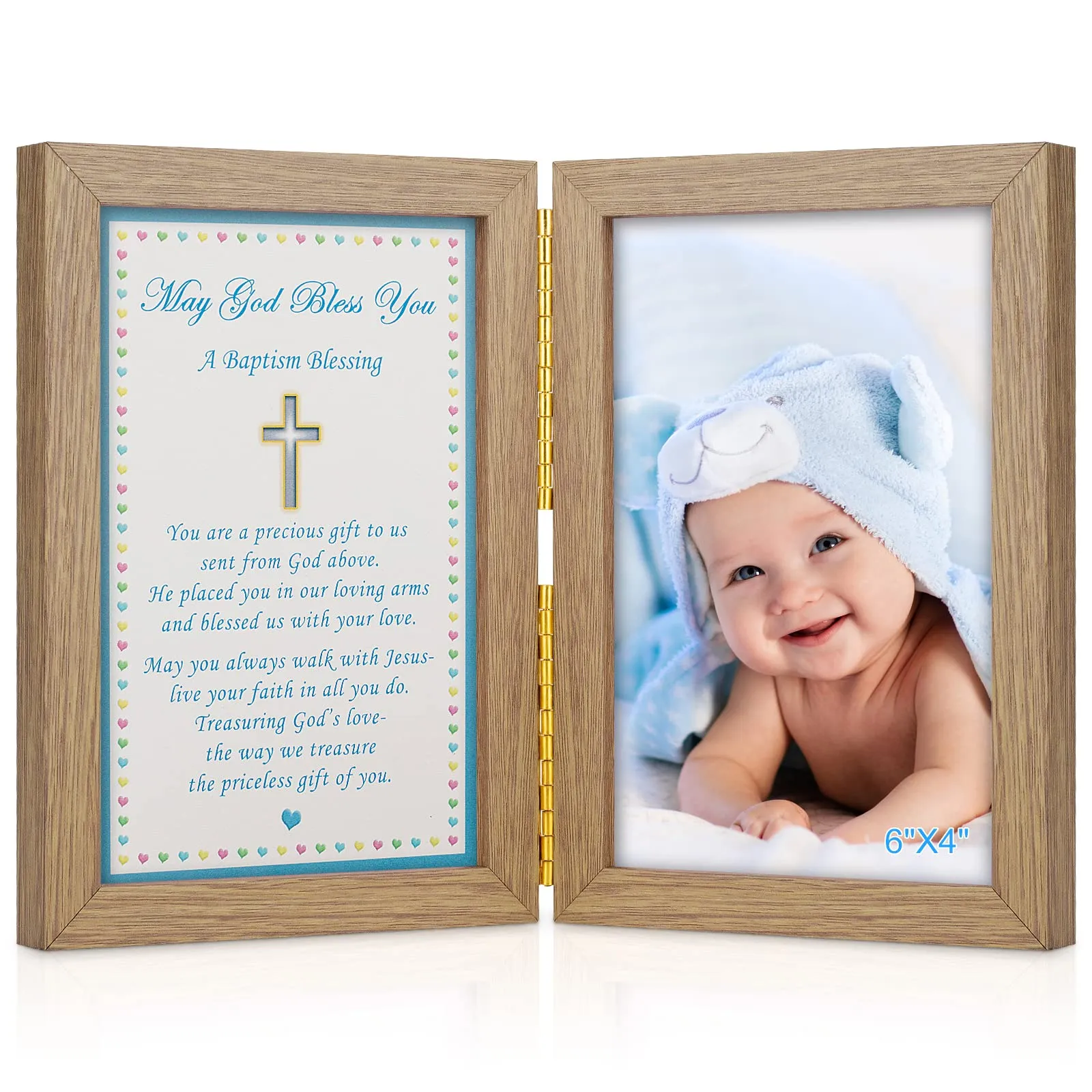 Amazon.com: Yakucho Regalos de bautismo para niños, regalos de bautismo para  bebé, marco de fotos para bautismo o bautizo, tarjeta de bendición en marco,  añade fotos de 4 x 6 pulgadas al