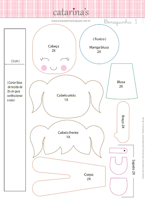 Amigas do Feltro: O passo-a-passo e os moldes das bonequinhas ...