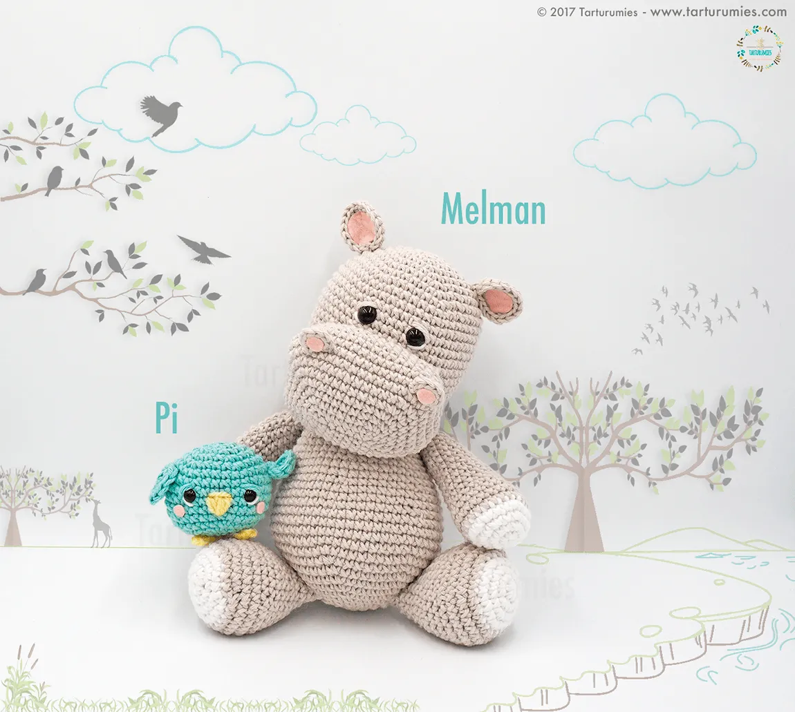 Amigurumi Patrón: El hipopótamo Melman y su amigo Pi - Tarturumies Amigurumi Patrón: El hipopótamo Melman y su amigo Pi - Tarturumies