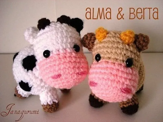 Patrón amigurumi pequeño vacas PDF por Janagurumi en Etsy Patrón amigurumi pequeño vacas PDF por Janagurumi en Etsy