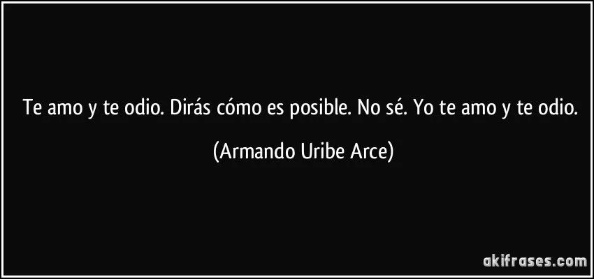 Te amo y te odio. Dirás cómo es posible. No sé. Yo te amo y...