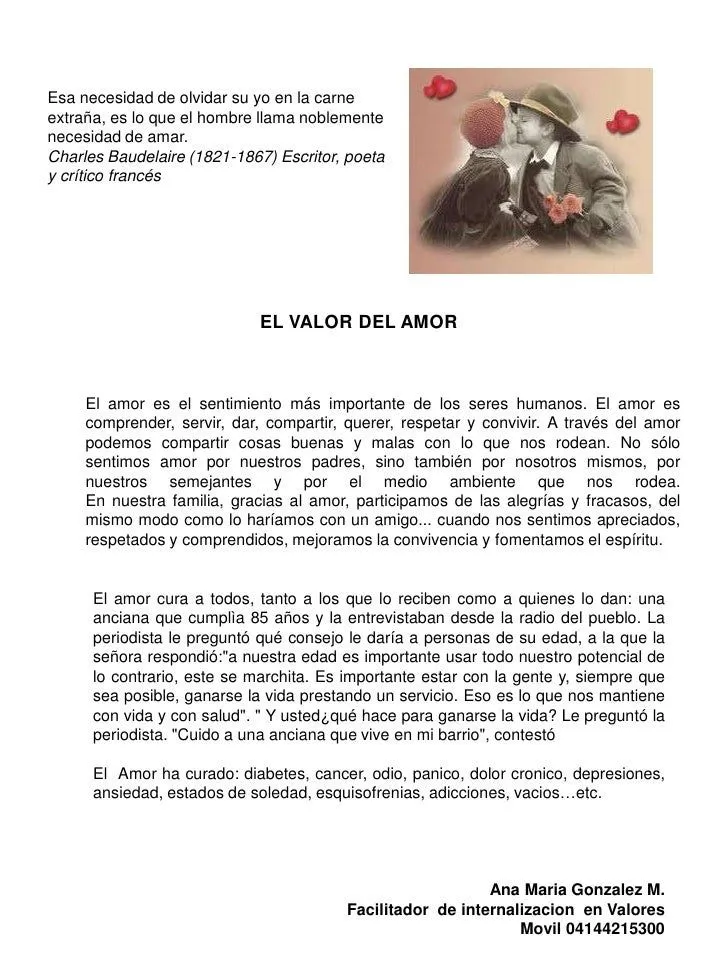 El valor del amor