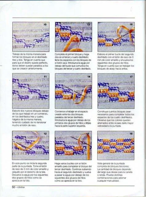 Puntadas de bordado con cintas - Imagui