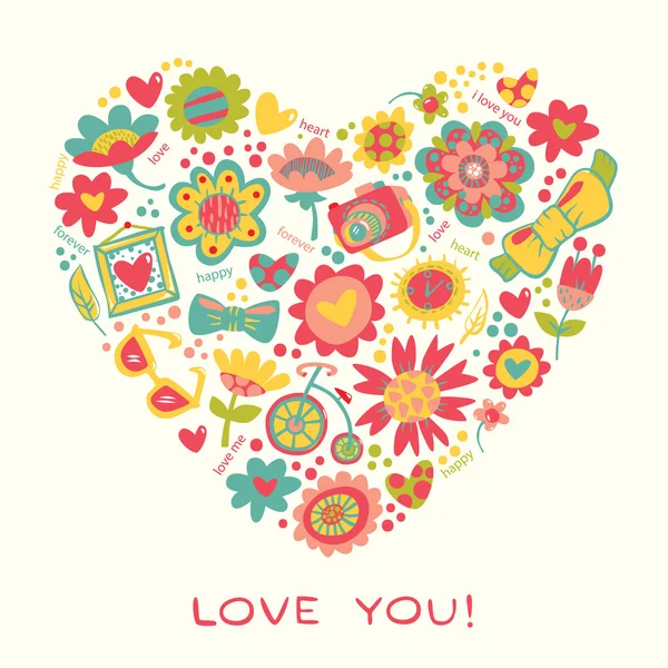 Amor corazón de flores — Vector stock © kite-kit #39273103