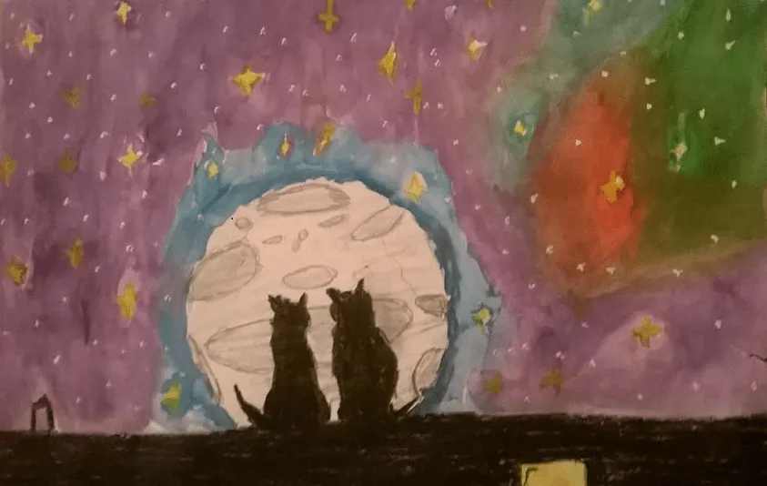 Amor gatuno en la lluvia de estrellas - Colores Lluviosos