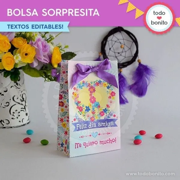 Amor y Paz: bolsa sorpresita para imprimir - Todo Bonito