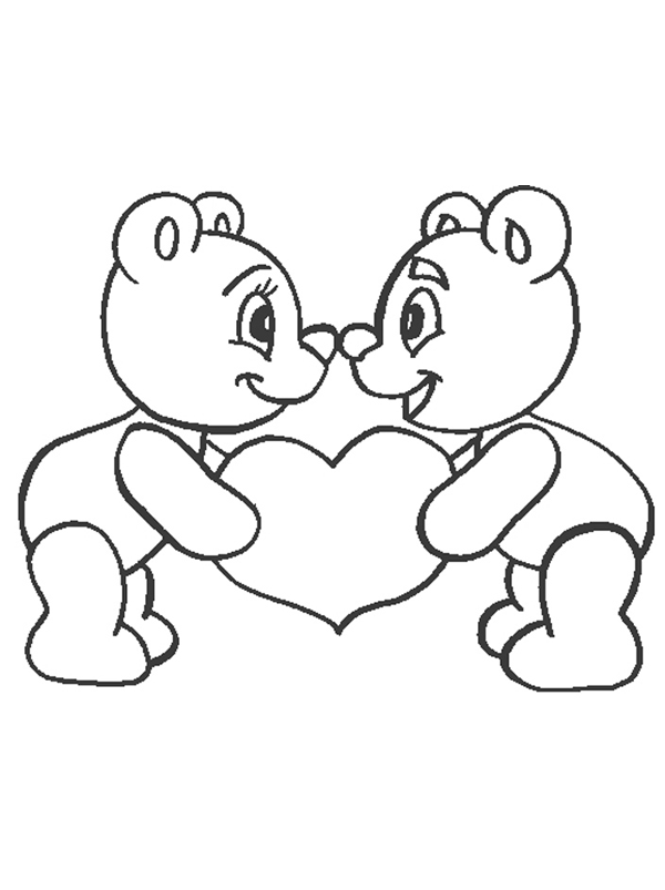 Corazones con osos para colorear - Imagui
