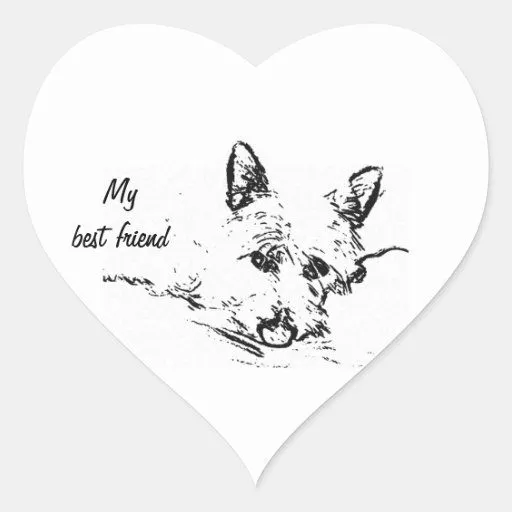 Amor de Westies, dibujo blanco y negro Pegatina Corazon ...