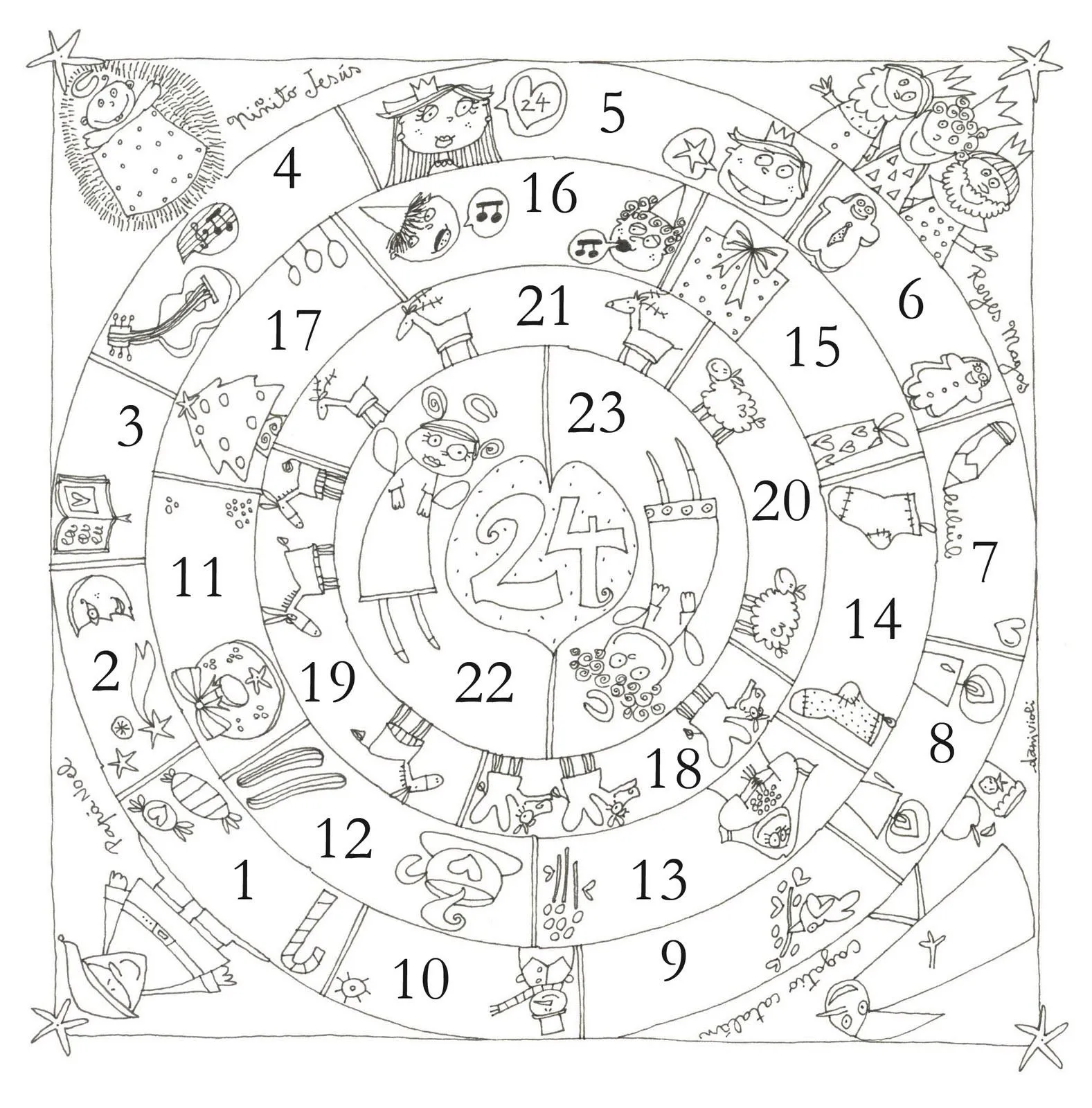 Calendarios de Adviento para colorear | Manualidades Infantiles