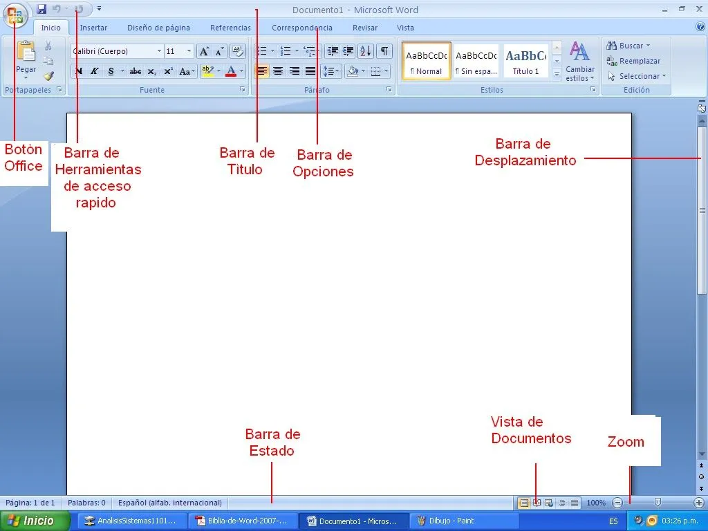 Analisis y Programacion: Elementos Principales de Word 2007