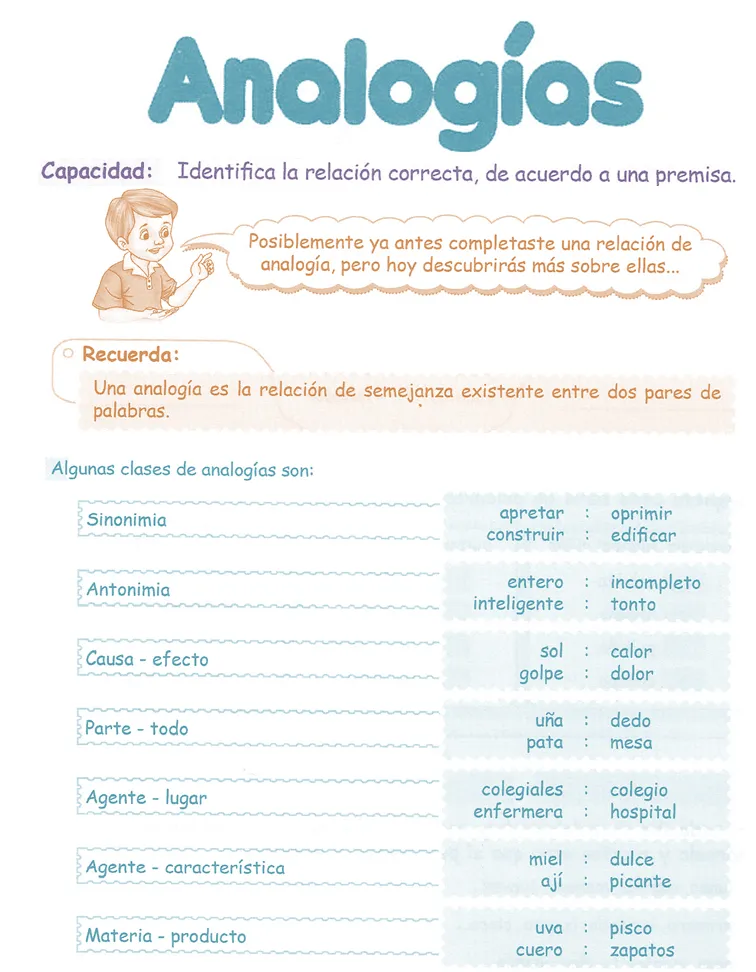 Analogías Verbales para niños 3° Grado Primaria | Razonamiento Verbal