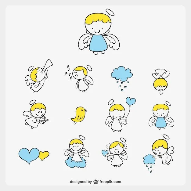 Pack de ángeles estilo cómic | Descargar Vectores gratis Pack de ángeles estilo cómic | Descargar Vectores gratis