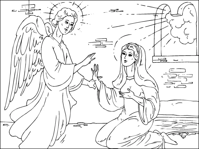 El angel gabriel y maria para colorear - Imagui