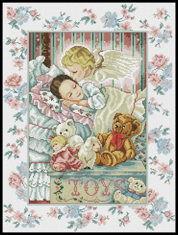Ángel de la guarda beso durmiendo niño juguetes bordado - Etsy México Ángel de la guarda beso durmiendo niño juguetes bordado - Etsy México