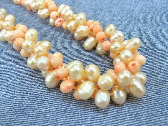 Angel Skin Coral Necklace Pink Corals Peach baroque by SanaGem ... Angel Skin Coral Necklace Pink Corals Peach baroque by SanaGem ...
