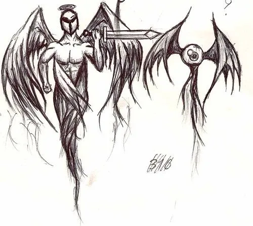 Dibujo de angeles y demonios - Imagui