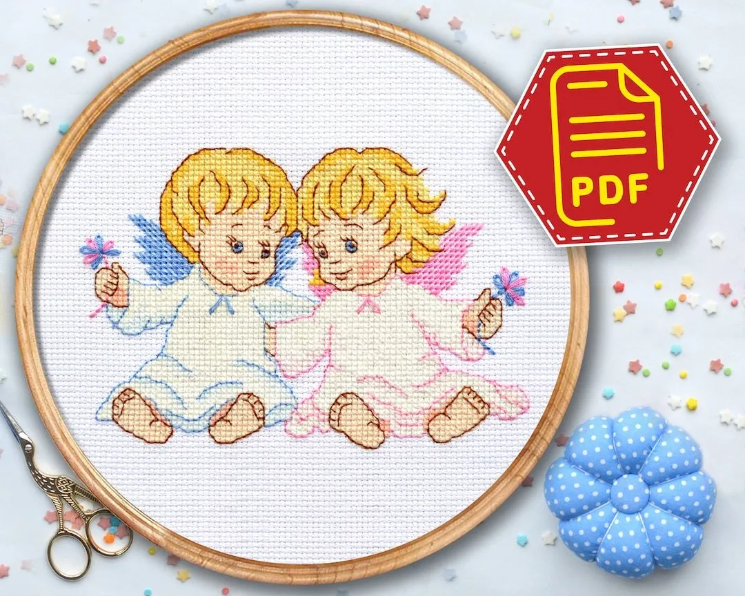 Ángeles patron bordado punto cruz para niños Descargar en PDF - Etsy México