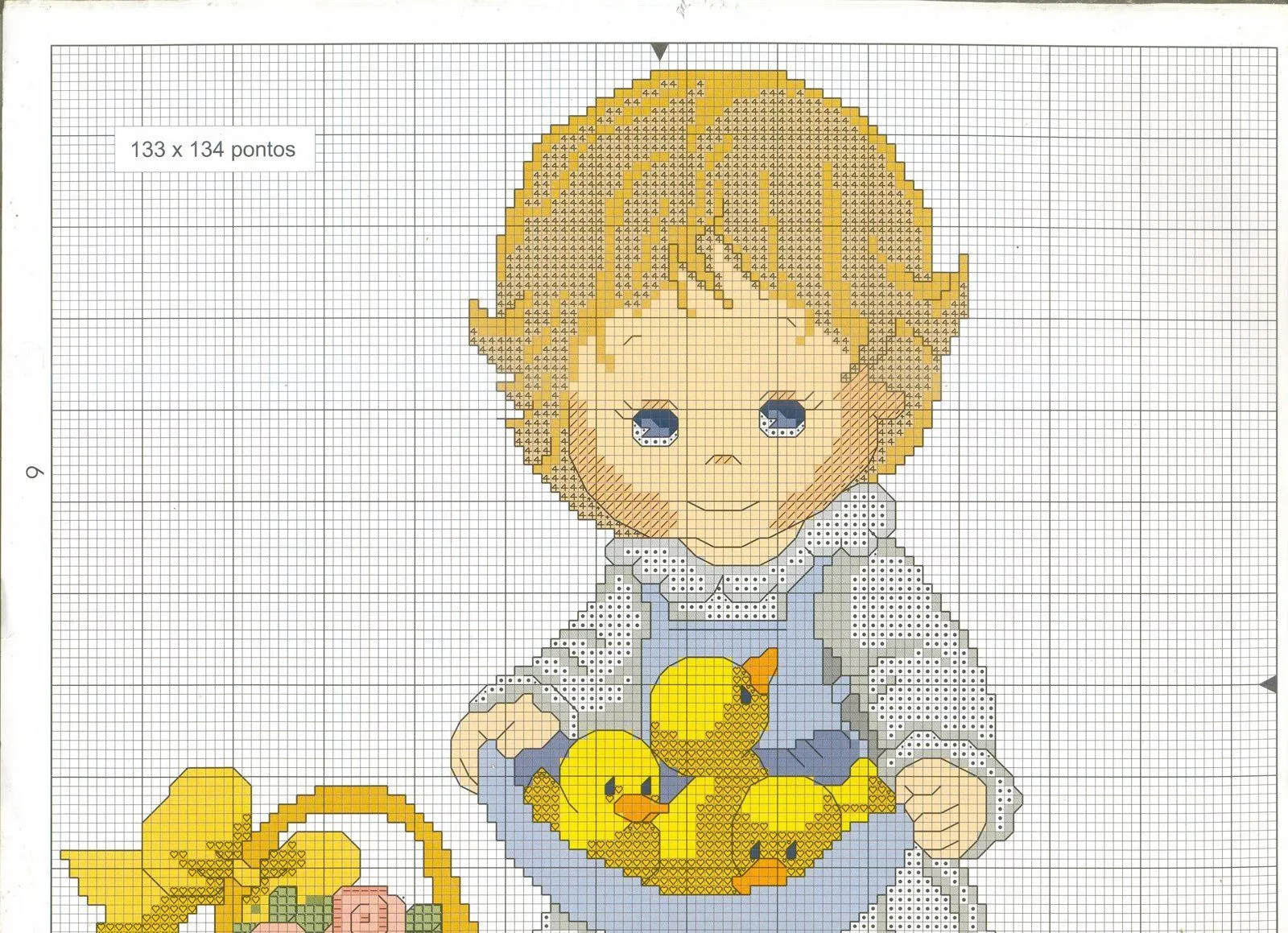 Punto de Cruz GRATIS: Niño con patitos.