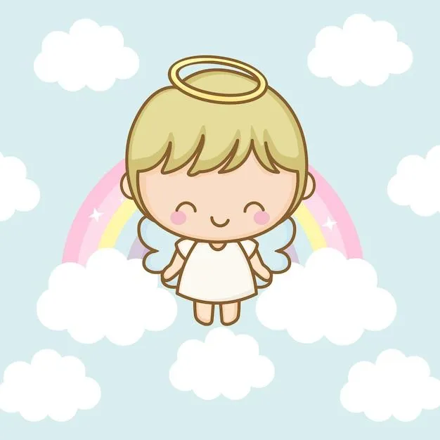 Angelito rubio niño volando en el cielo con arco iris | Vector Premium Angelito rubio niño volando en el cielo con arco iris | Vector Premium
