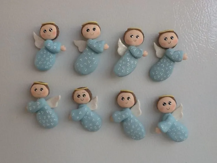 Angelitos de pasta francesa con imán ideal para bautizo ...