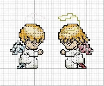 Angelitos en punto cruz | Solountip.