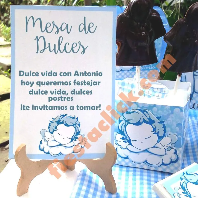 Angelitos algo vintage, para un bautizo de niño – ¡Todo para la Fiesta!