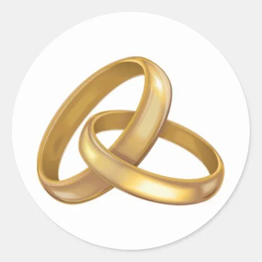 Anillos de bodas del oro entrelazados pegatina redonda | Zazzle