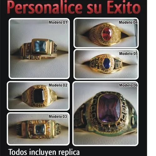 Anillos de graduacion de oro 10 kl con replica en plata - Anillos ...