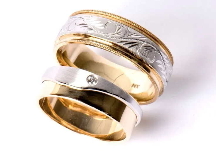 Anillo de #matrimonio de oro blanco y amarillo | Anillos | Pinterest