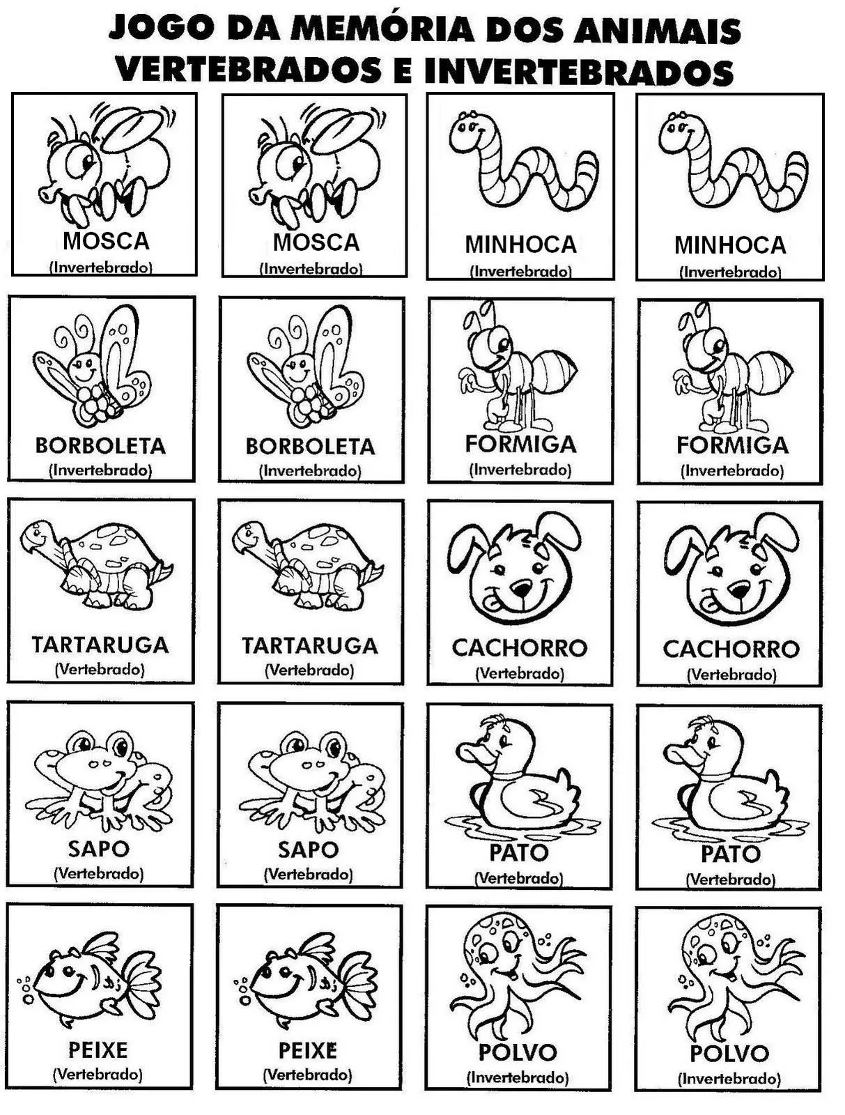 ANIMAIS VERTEBRADOS E INVERTEBRADOS - ATIVIDADES E DESENHOS ... ANIMAIS VERTEBRADOS E INVERTEBRADOS - ATIVIDADES E DESENHOS ...