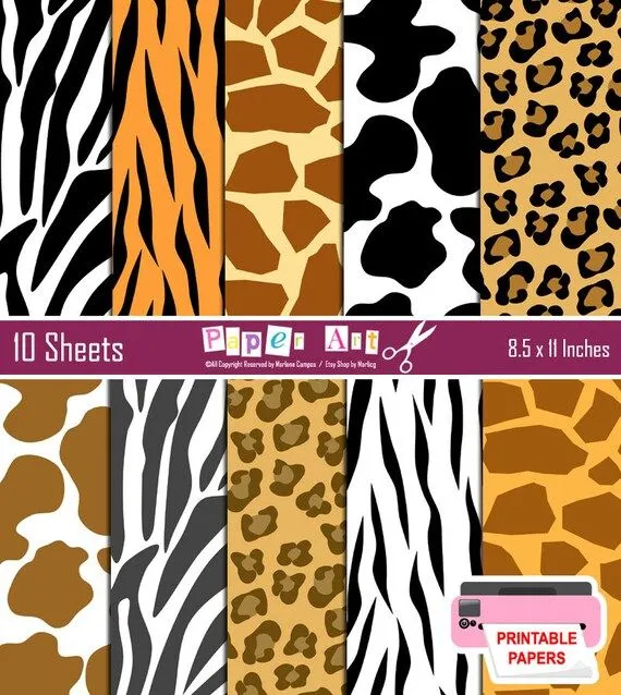 Animal Print digital paper Wild animal print Zebra por PaperArtbyMC