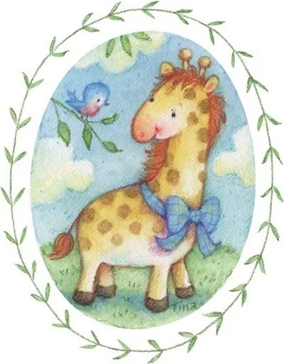 jirafa y pajarito para imprimir animales para baby shower oveja