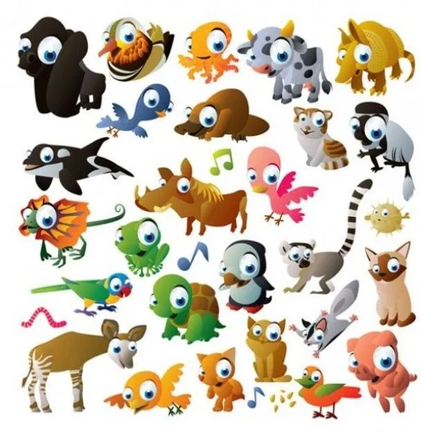 Animales de dibujos animados con grandes ojos fijos | Descargar ... Animales de dibujos animados con grandes ojos fijos | Descargar ...
