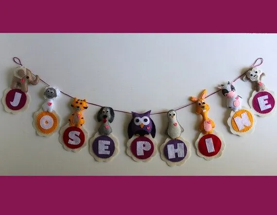 Animales fieltro nombre Banner hecho para por EndlessFeltMagic