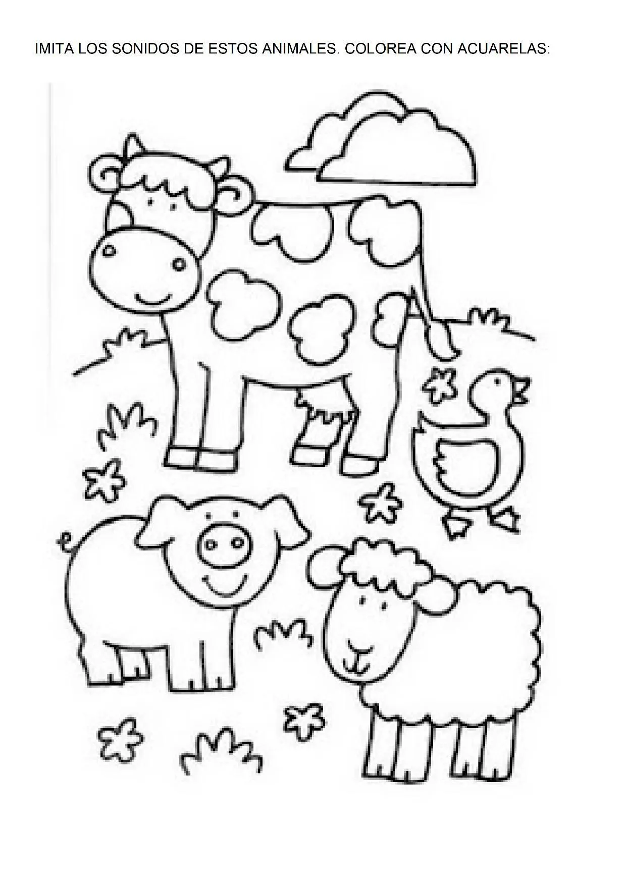 Animales de la Granja para colorear - Escuela en la Nube | Animales de la granja, Animales, Actividades divertidas