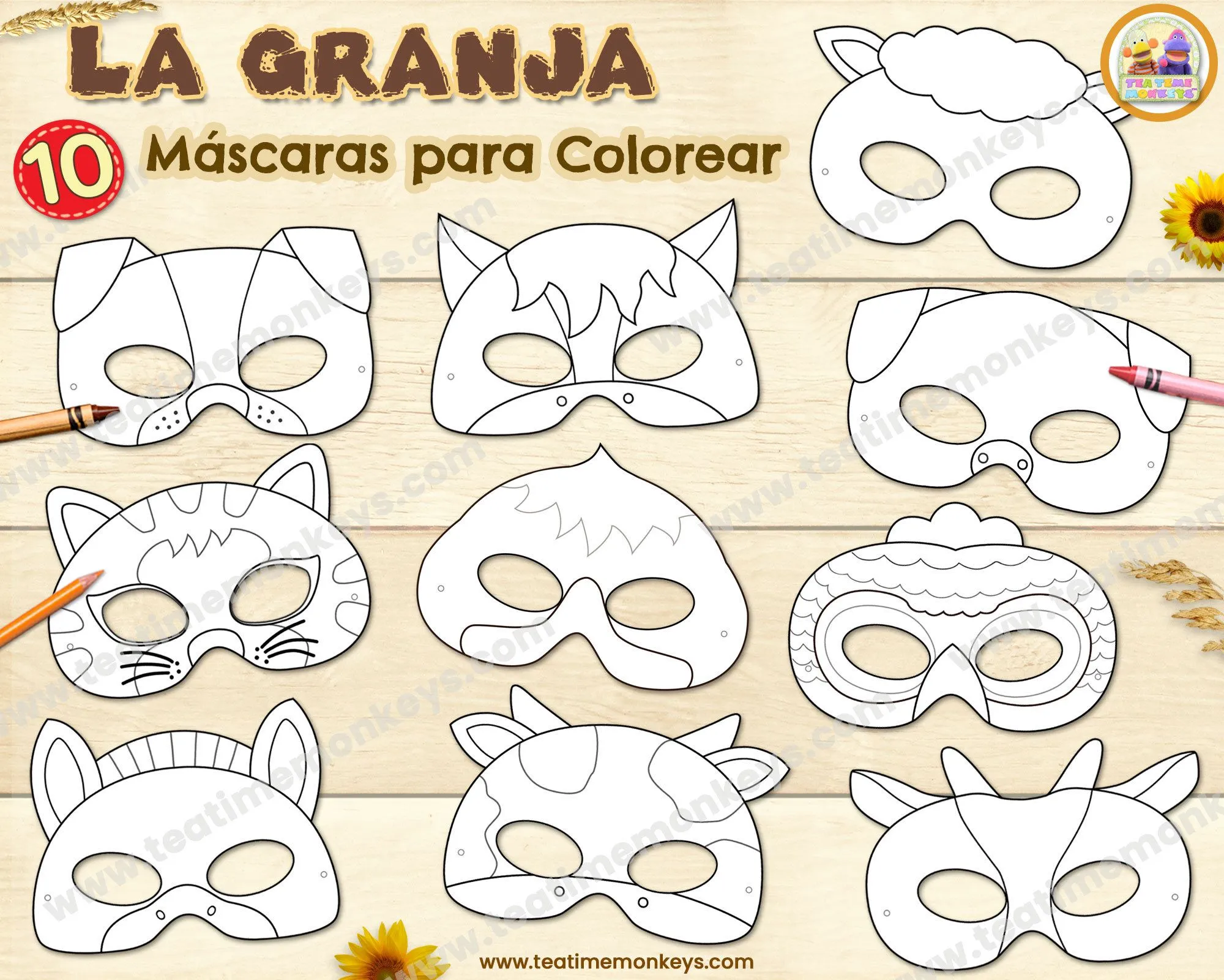 ANIMALES de la GRANJA DIEZ Máscaras para Imprimir y Colorear - Etsy México ANIMALES de la GRANJA DIEZ Máscaras para Imprimir y Colorear - Etsy México