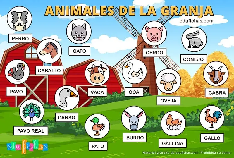 Animales de la Granja - Fotos, Fichas y Juegos para Imprimir GRATIS