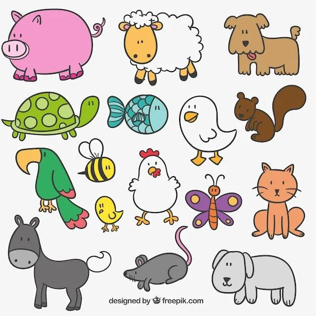 Graciosos animales de granja dibujados a mano | Descargar Vectores ... Graciosos animales de granja dibujados a mano | Descargar Vectores ...