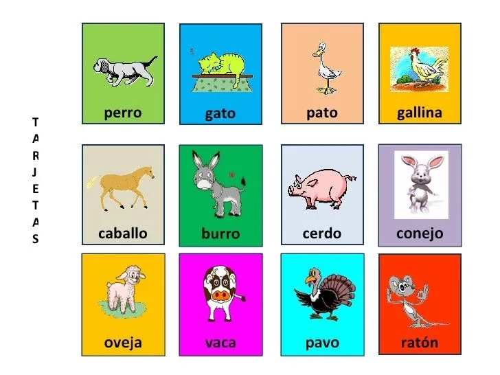 Animales de la granja en inglés y español - Imagui