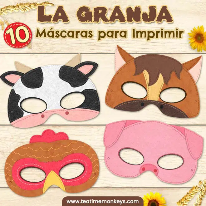 Animales de la Granja: Máscaras para Imprimir - Tea Time Monkeys Animales de la Granja: Máscaras para Imprimir - Tea Time Monkeys