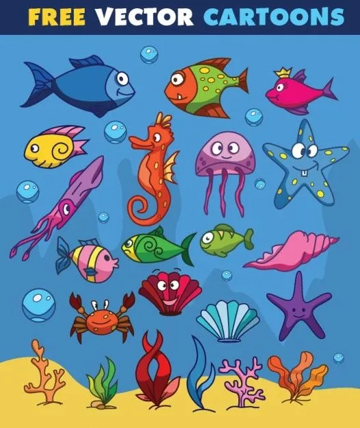 Animales de agua en el diseño de dibujos animados | Descargar ... Animales de agua en el diseño de dibujos animados | Descargar ...