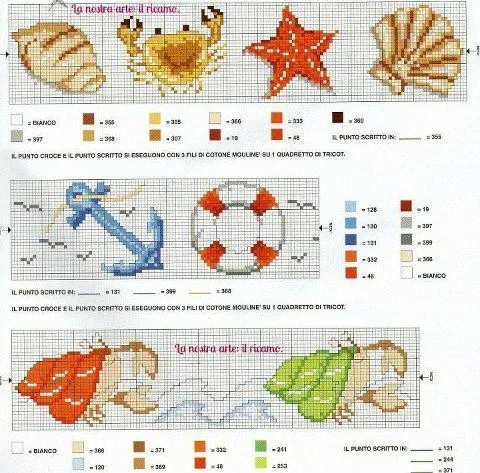Cenefas punto de cruz animales marinos - Imagui