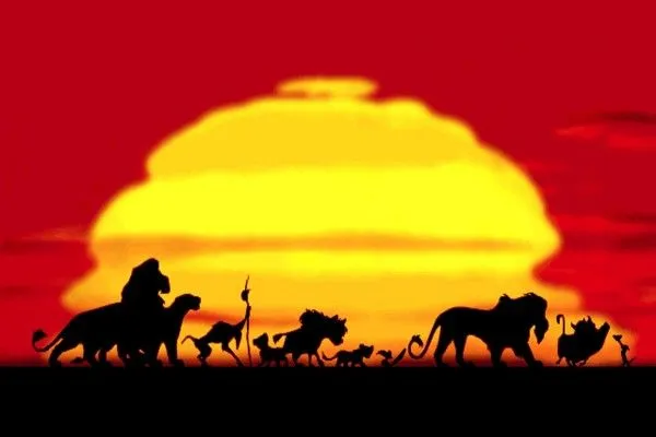 Animales de "El Rey León" caminando al atardecer (65023)