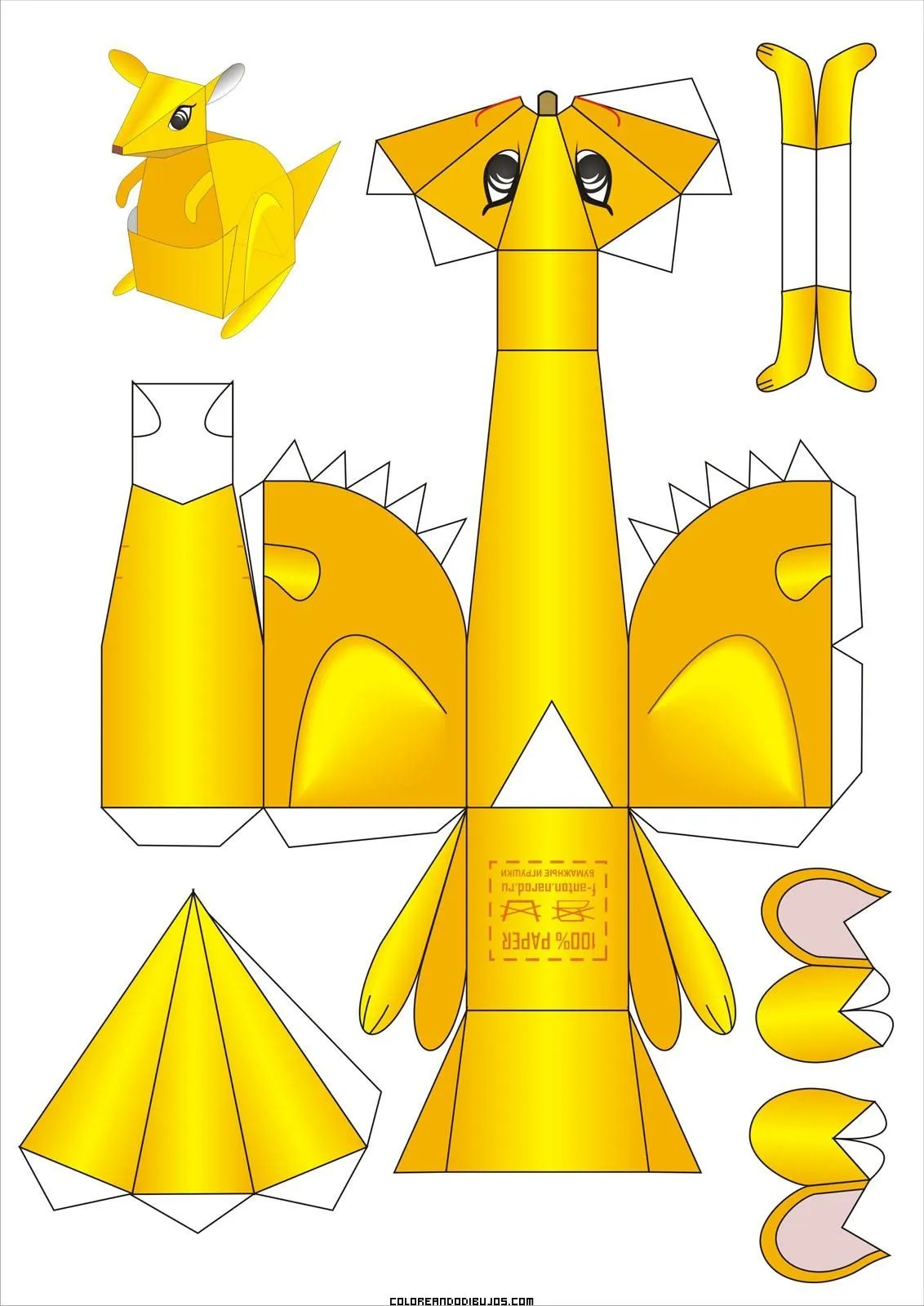 Maqueta de Canguro para recortar y armar
