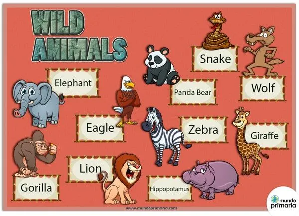 Los animales salvajes y su nombre en inglés Los animales salvajes y su nombre en inglés