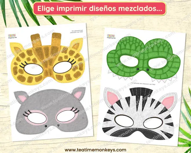 Animales de la Selva: Máscaras para Imprimir - Tea Time Monkeys Animales de la Selva: Máscaras para Imprimir - Tea Time Monkeys