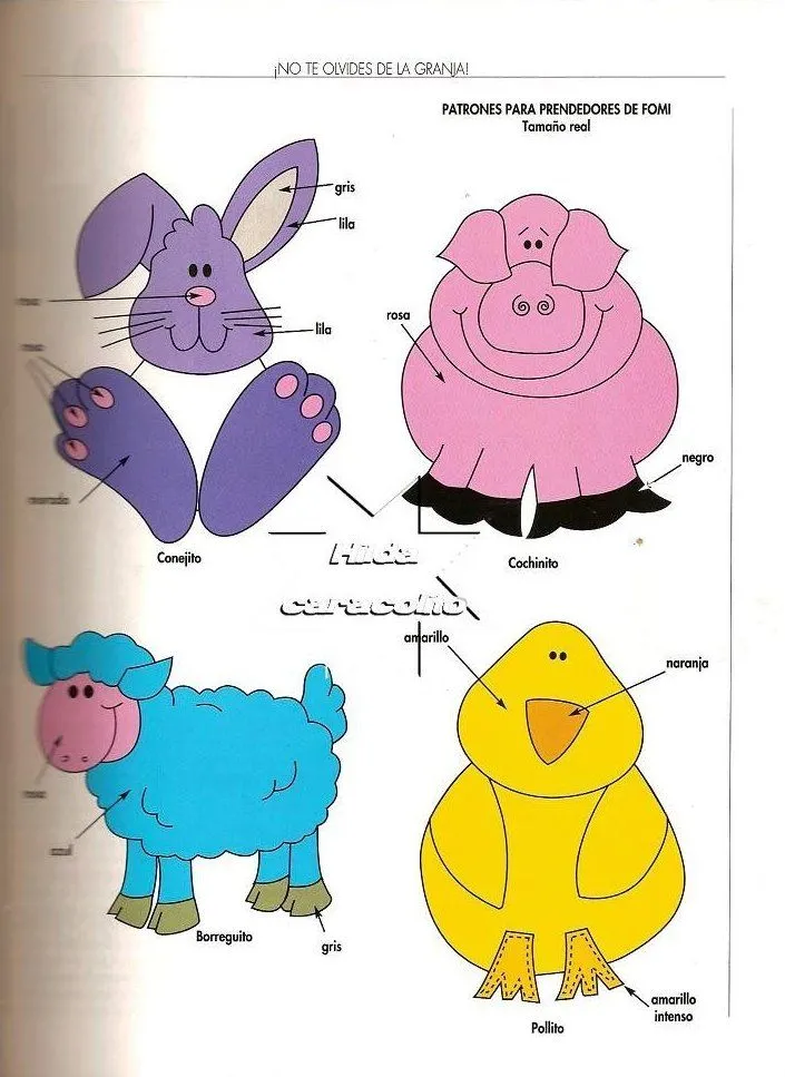 Animalitos de granja en foami - Imagui