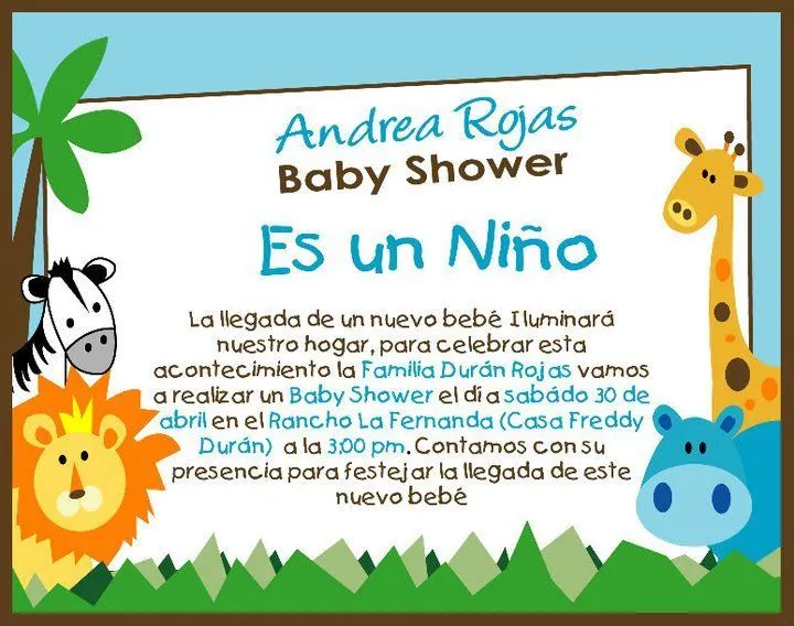 invitaciones #animalitos #babyshower #hombre | Invitaciones ...