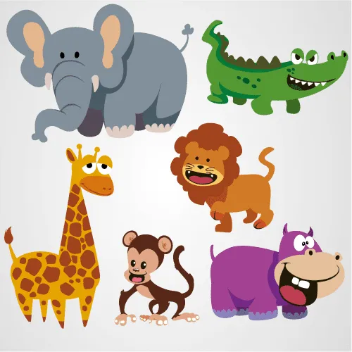 Divertidos animales salvajes - Vector | Vector ClipArt Divertidos animales salvajes - Vector | Vector ClipArt